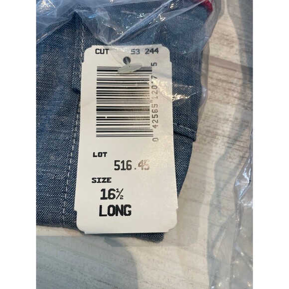 NEW KEY WORK DENIM SHIRTS blue gas service neck, 16 1/2 length 35 NWT set of 2 - Picture 4 of 9